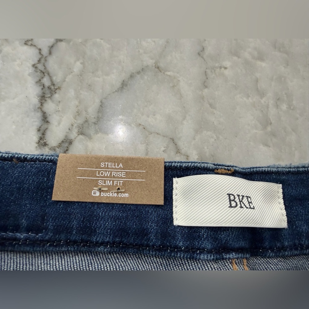 BKE Dark Blue Frayed Jean Shorts - Picture 3 of 7